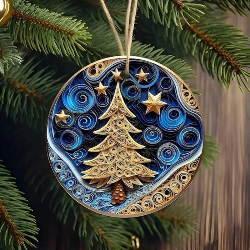 3D Christmas Ornament Acrylic | 3D Effect Pattern Design | Lightweight Festive Tree and Table Decoration for Holiday Décor 1