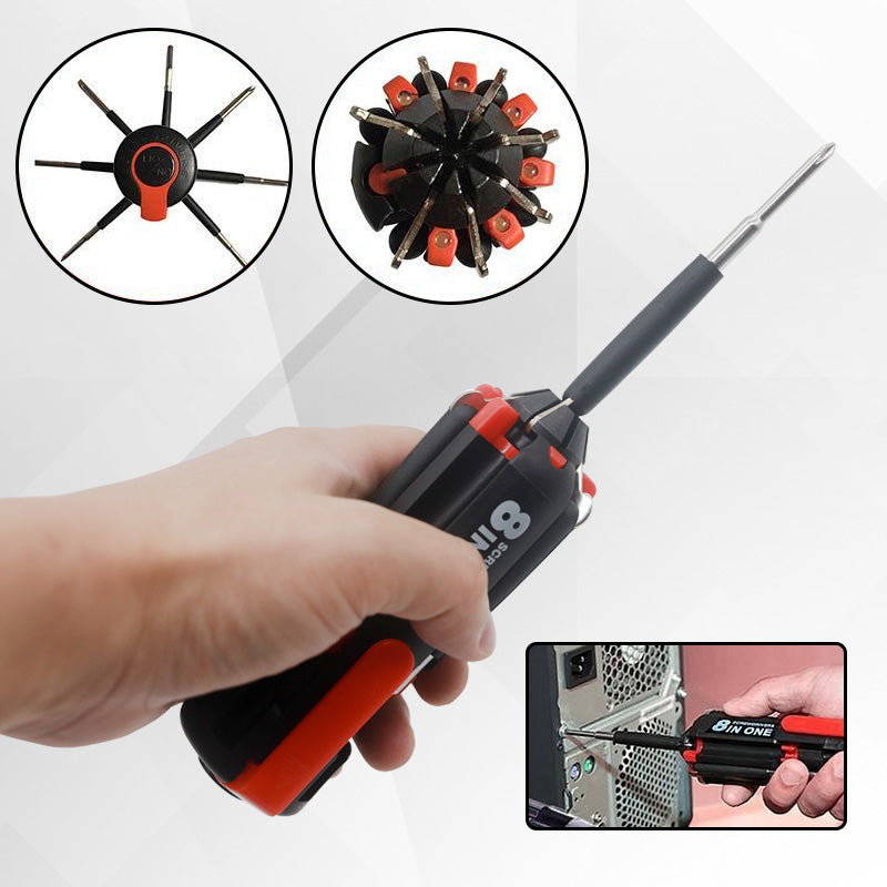 8-in-1 Screwdriver Multi Tool with Steel Bits | Built-In LED Worklight and Flashlight | Compact Folding Design 2