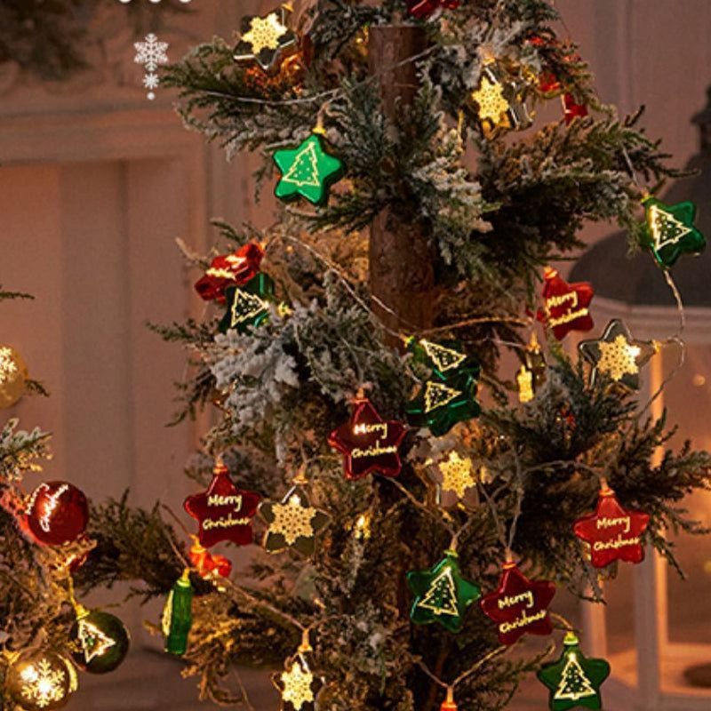 Star & Ball String Lights Christmas Decoration | 20-Light Plug-In Design, Warm White Glow | Waterproof PVC Casing 4