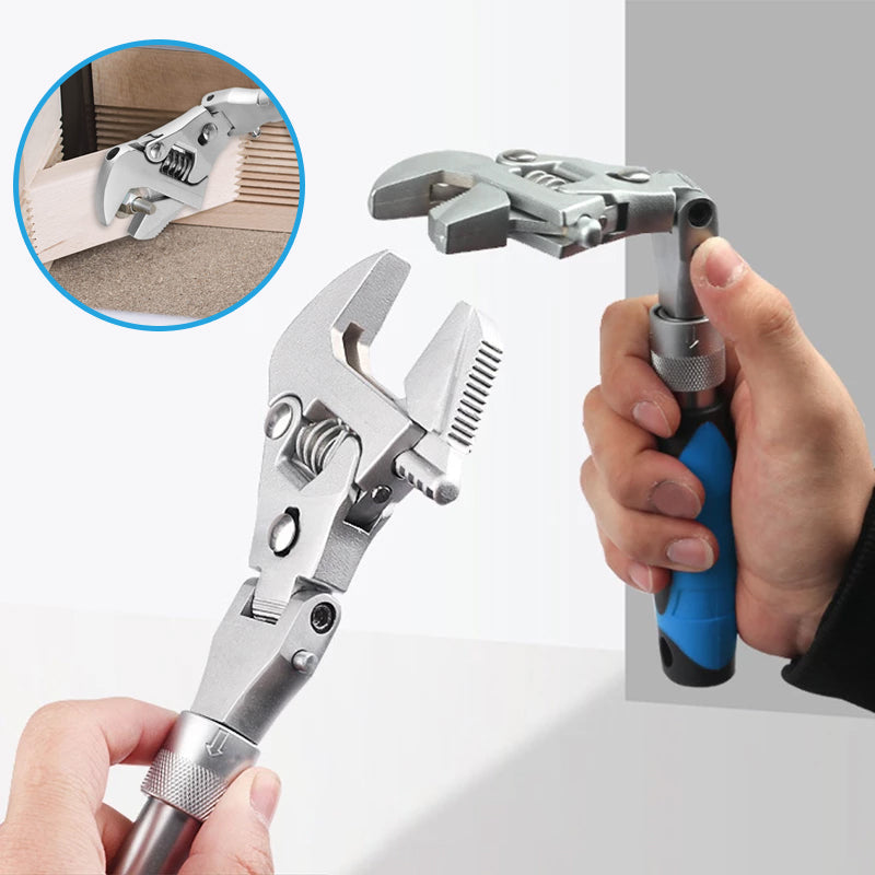 5-in-1 Retractable Adjustable Wrench | 180° Rotating Ratchet Head | Chrome-Molybdenum Steel, Dual Mode Torque Switch 9