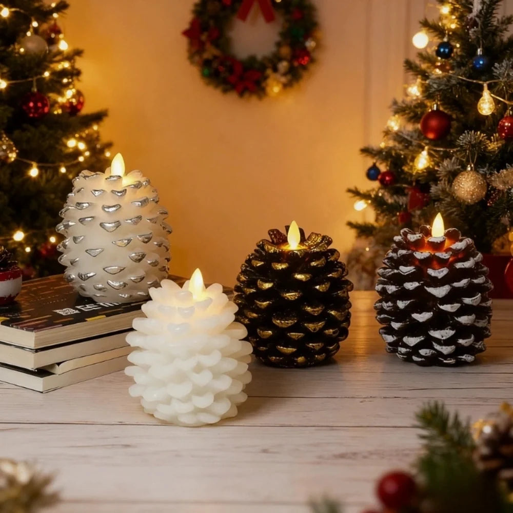 Flameless Pinecone Candles LED Battery-Operated with Timer Function 1