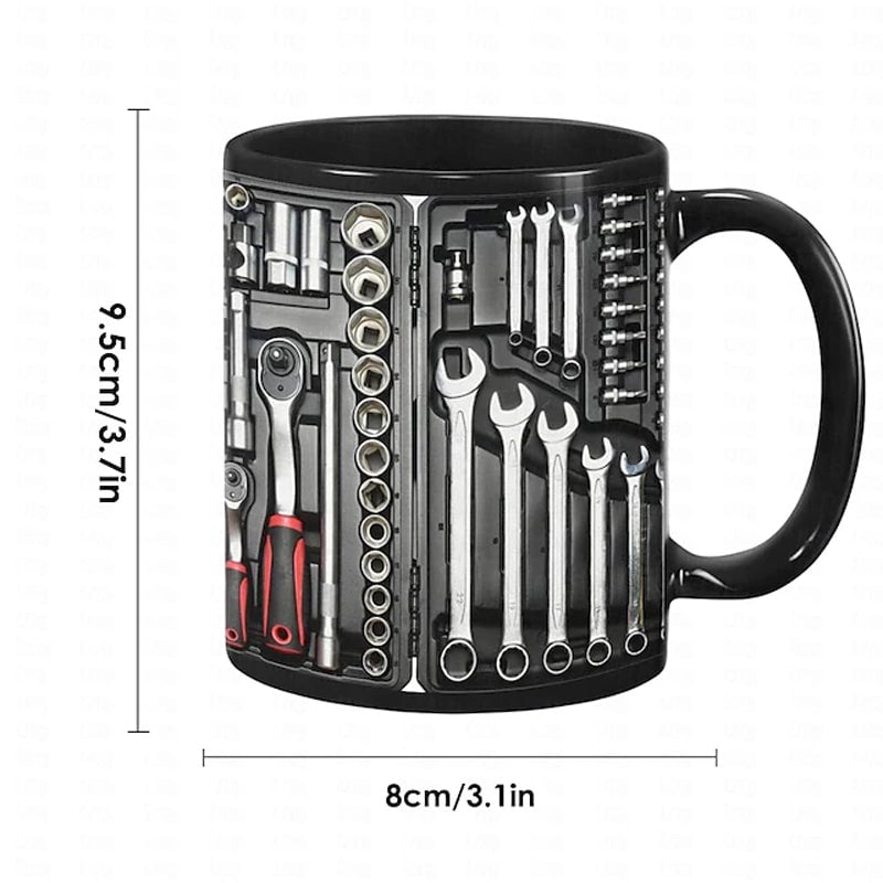 Toolbox Mug Ceramic Novelty Microwave Safe Compact with Raised 3D Pattern 1