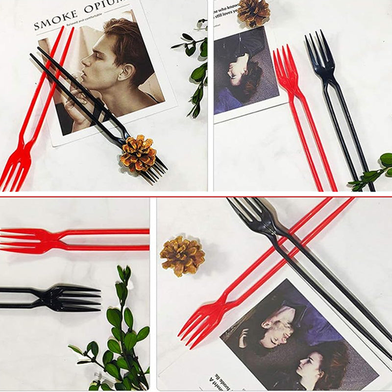 2-in-1 Fork Set Plastic Reusable Chopsticks Combo with Ergonomic Handle