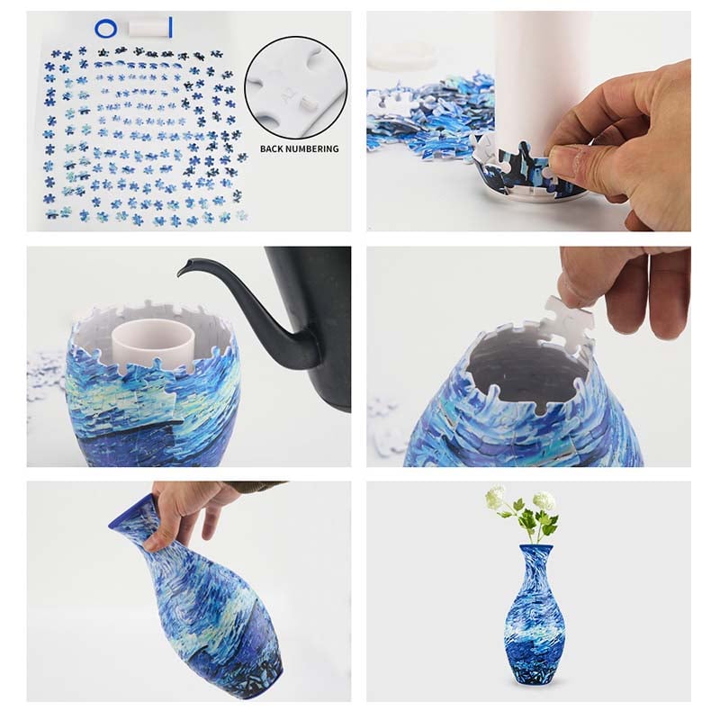 3D Puzzle Vase Plastic | Build-Your-Own Design with Castle, Waves and Boat Pattern | Hands-On Puzzle Home Decor Gift 15