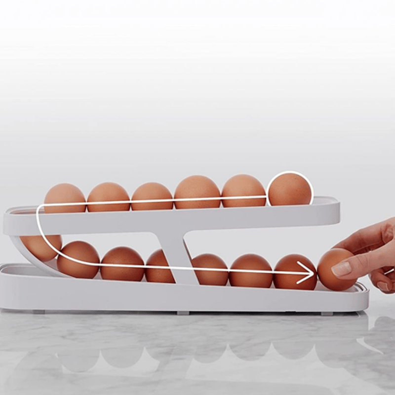 Rolling Egg Dispenser Double-Layer Gravity-Fed with Anti-Slip Base 11
