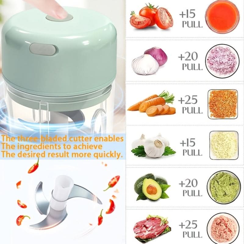 Electric Food Chopper Mini USB Rechargeable 250 ml Bowl with One-Touch Button 9