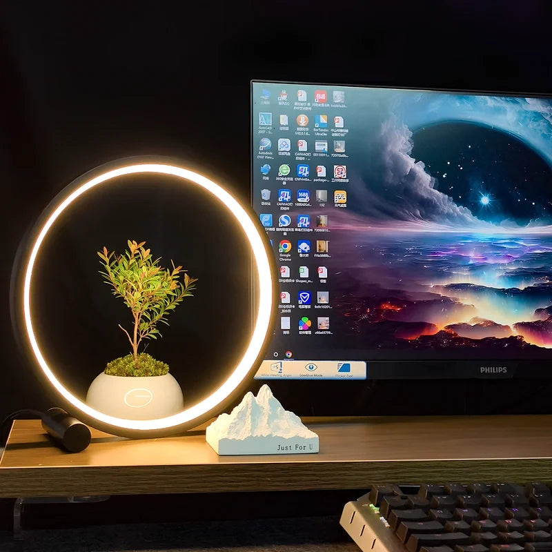 Bedside Lamps Dimmable LED Ring Design Aluminium with Two Light Colours 7