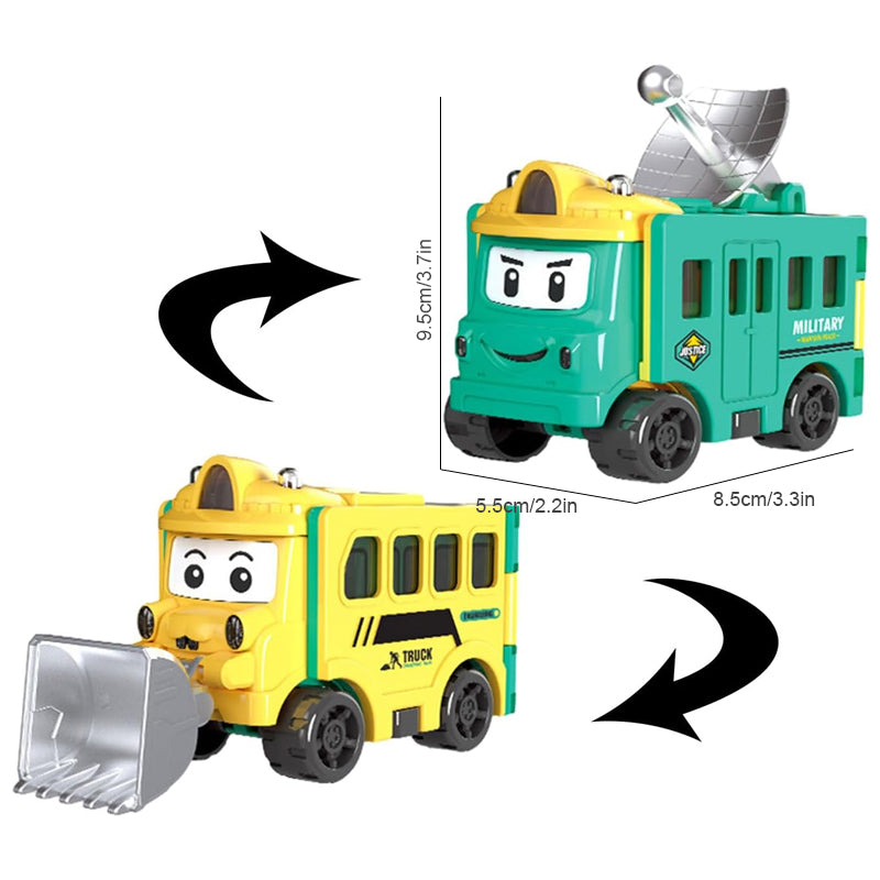 Transforming Toy Car Set Plastic | 4-in-1 Construction Vehicles, No Sharp Edges | Educational Gift for Kids and Toddlers 12