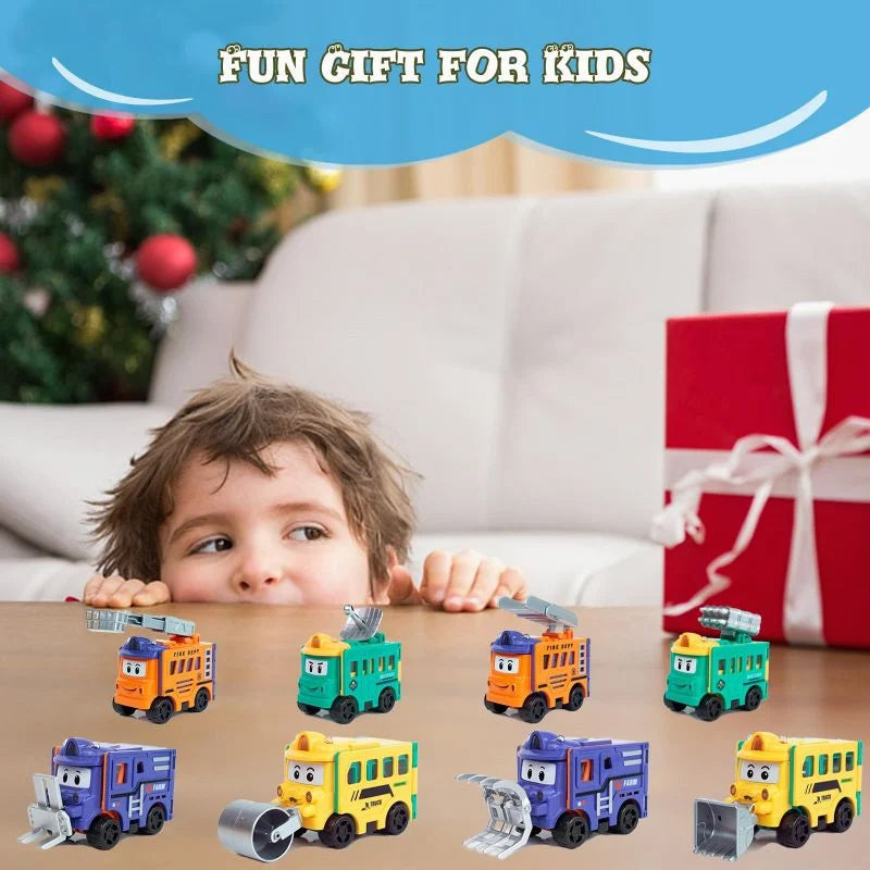 Transforming Toy Car Set Plastic | 4-in-1 Construction Vehicles, No Sharp Edges | Educational Gift for Kids and Toddlers 4