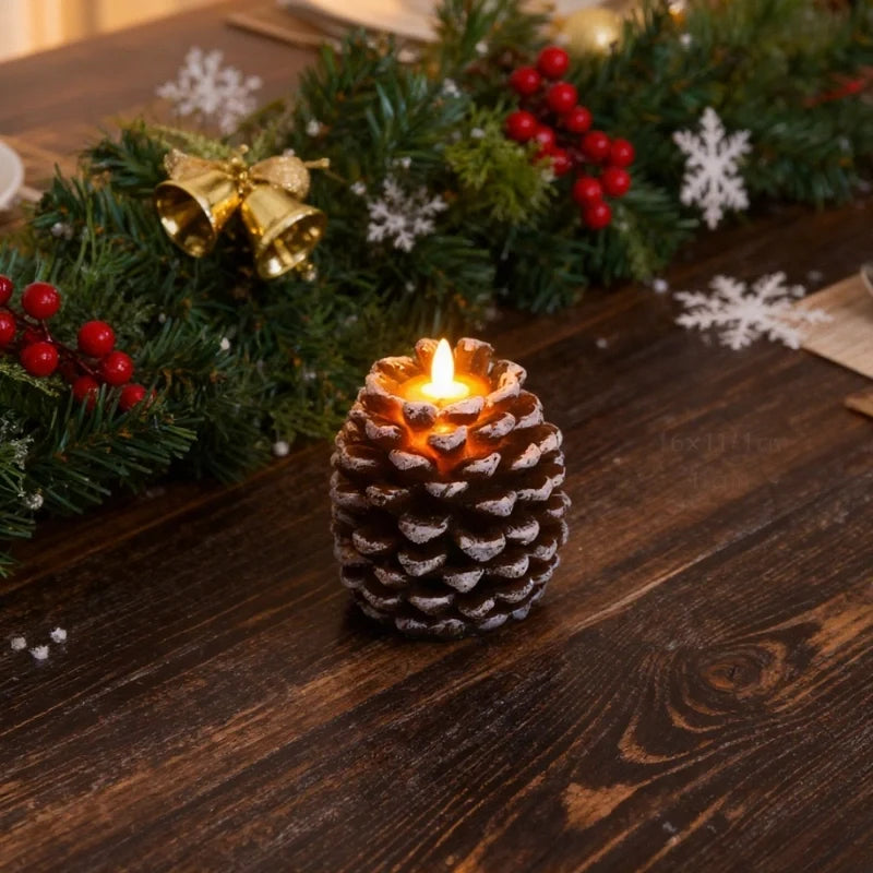 Flameless Pinecone Candles LED Battery-Operated with Timer Function 4