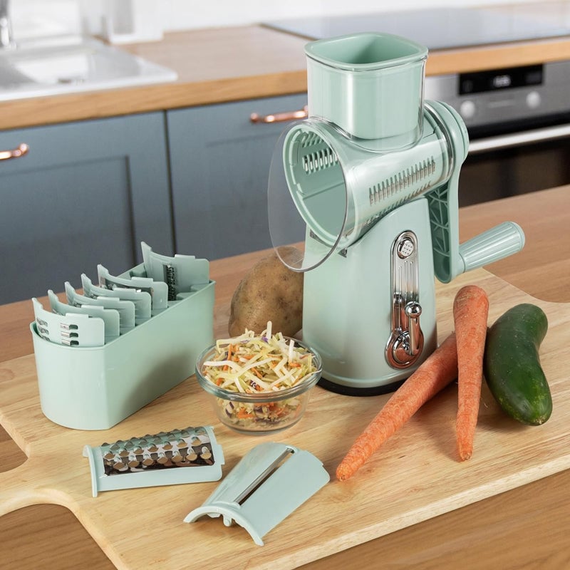 Vegetable Cutter Slicer Rotary Multi-Purpose Hand Crank with Suction Base 12