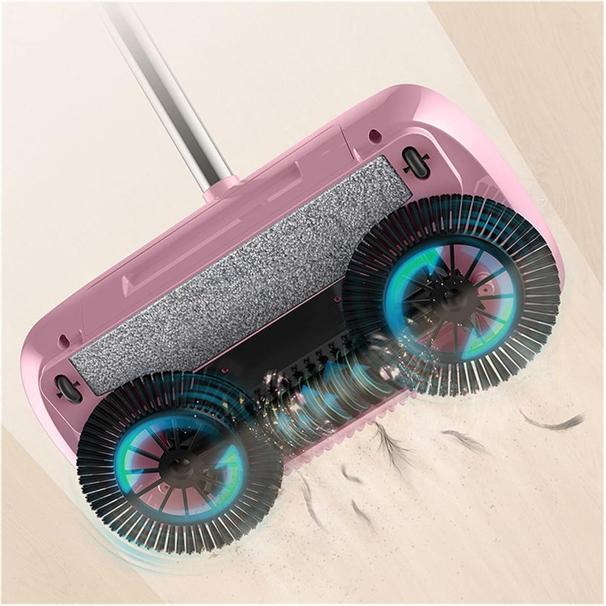 3-In-1 Household Sweeper | Twin Brushes, Push To Sweep