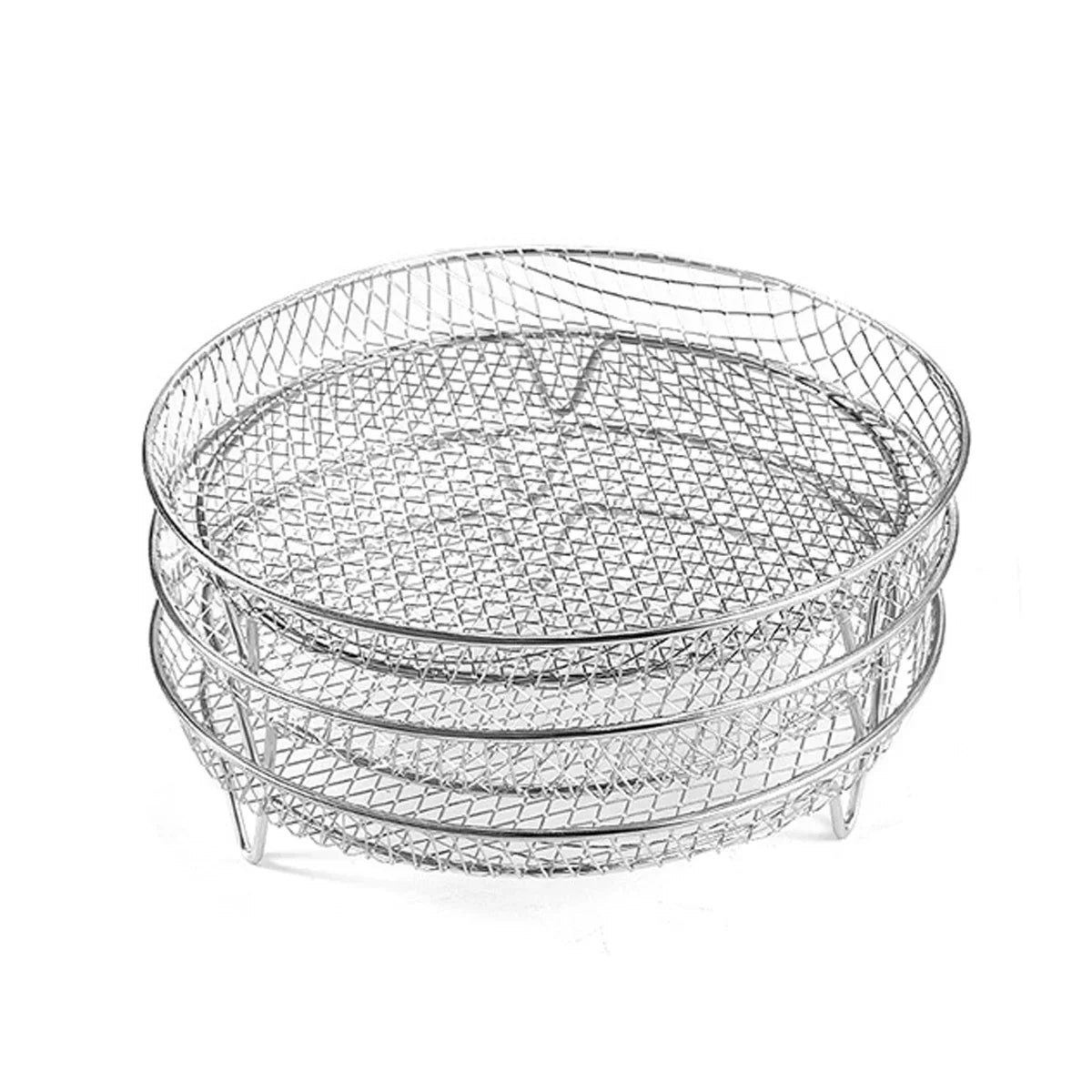 3-Tier Stackable Air Fryer Rack Stainless Steel | Fits Round, Square and Rectangle Fryers | Cooks More Food Evenly at Once