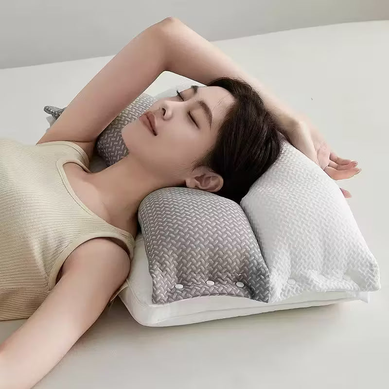 3-in-1 Neck Pillow 40 x 60 cm | Polyester Fibre, Ergonomic Shape | Supports Neck for Back and Side Sleepers, Ready to Use
