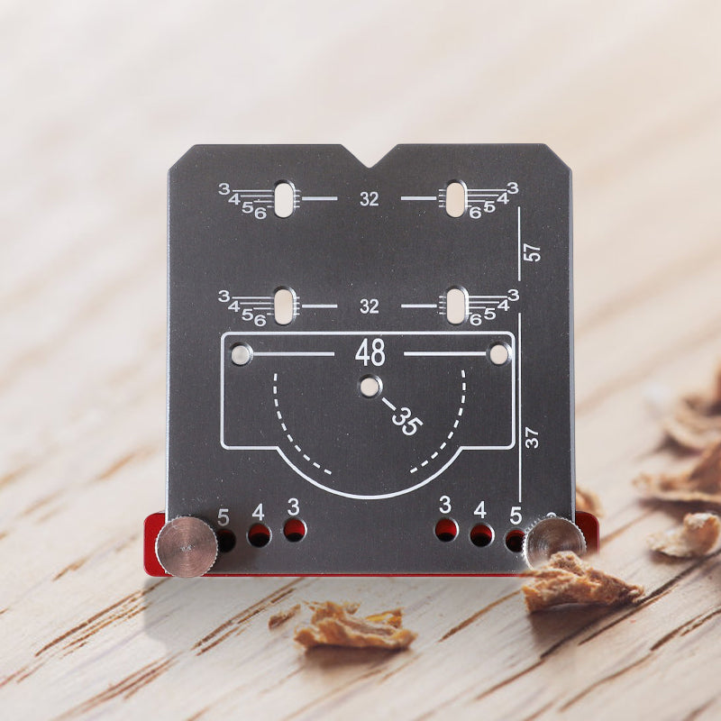 35mm Hinge Drilling Template Aluminium Alloy | Adjustable 3mm-6mm Offset Scale | Precision Cabinet Door Hinge Hole Guide
