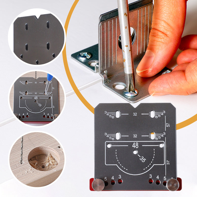 35mm Hinge Drilling Template Aluminium Alloy | Adjustable 3mm-6mm Offset Scale | Precision Cabinet Door Hinge Hole Guide