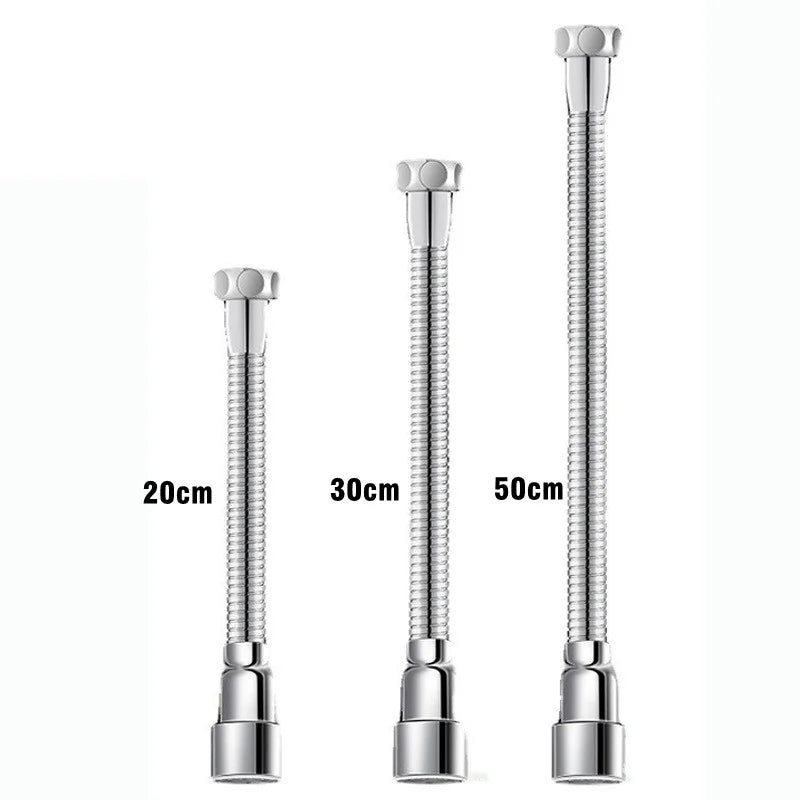 360° Rotating Faucet Extender Stainless Steel | Flexible Bendable Nozzle, Non-Slip Knurled Grip | Splash-Free Washing