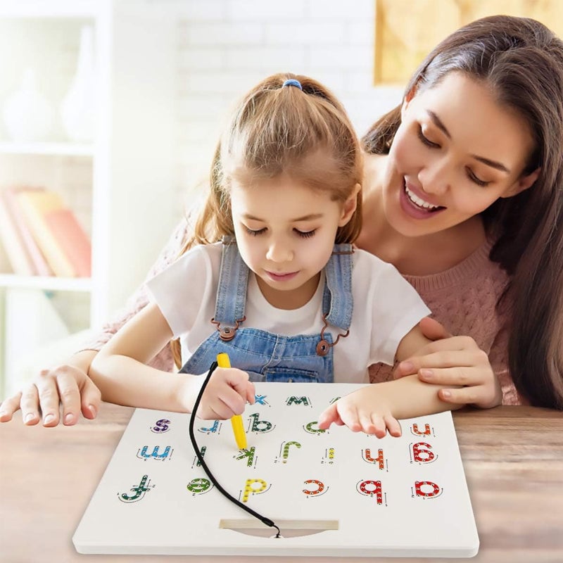 Magnetic Alphabet Tracing Board Double Sided ABS Plastic with Stylus Pen 10