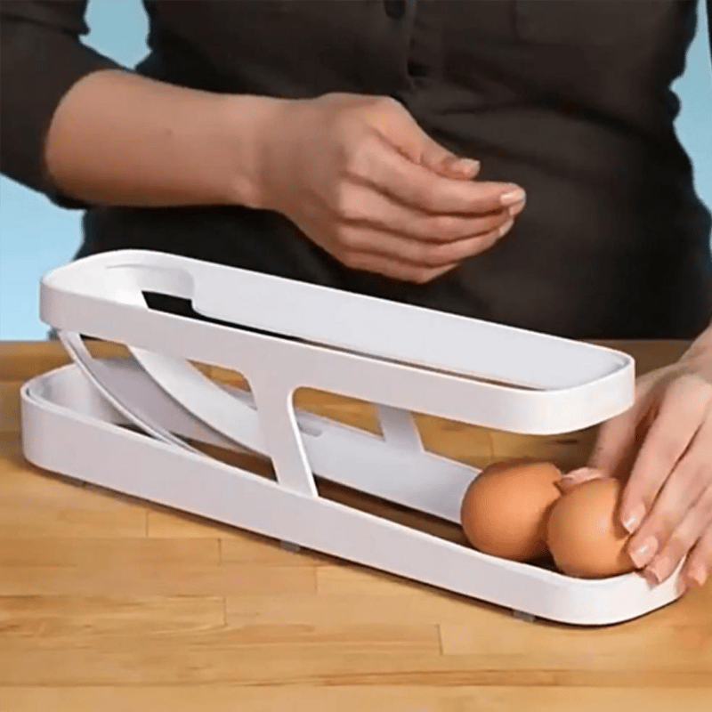 Rolling Egg Dispenser Double-Layer Gravity-Fed with Anti-Slip Base 8