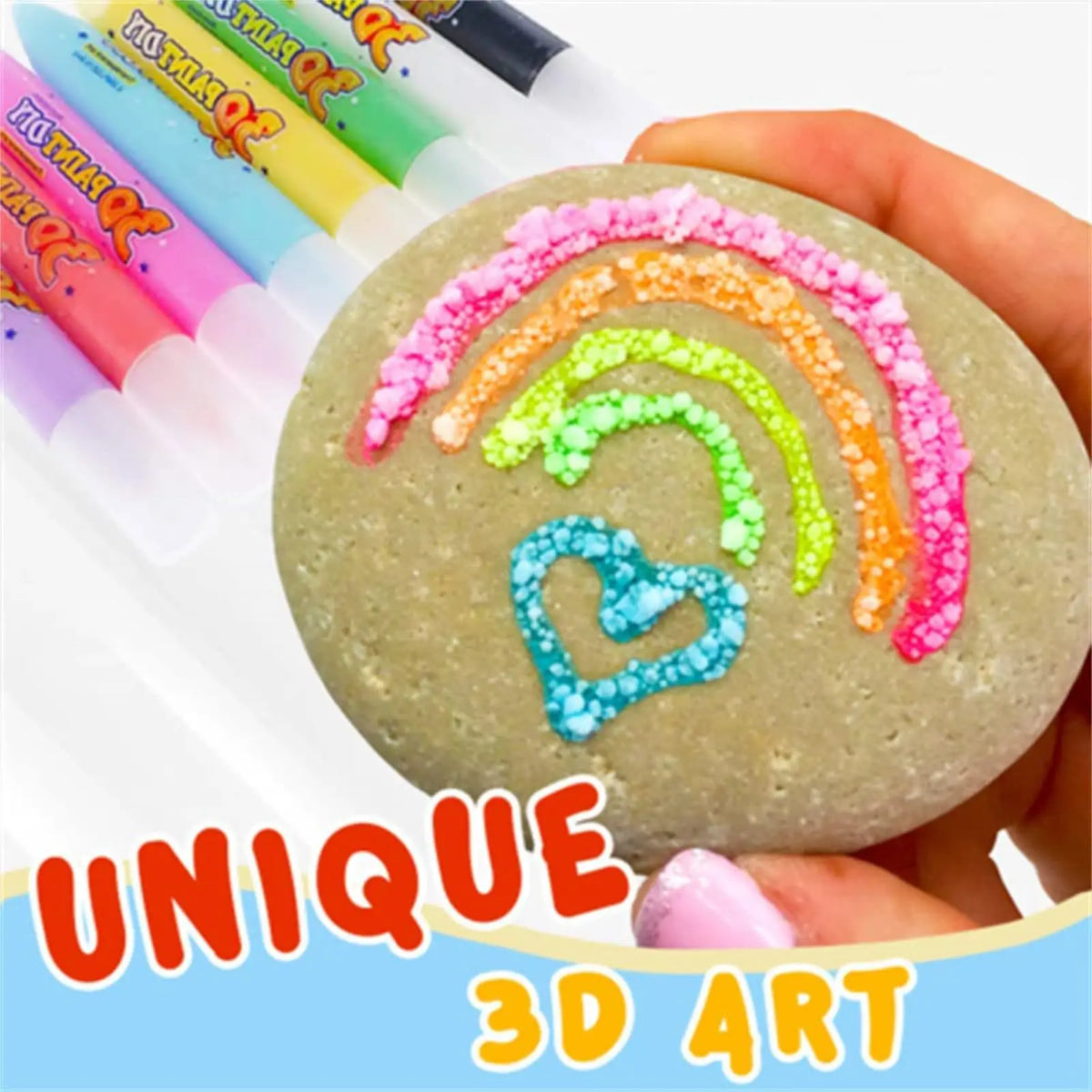 3D Bubble Pen Set 6-Count | Expanding Foam Ink Markers | Raised Textured 3D Drawing for Kids' Craft and Journaling Play