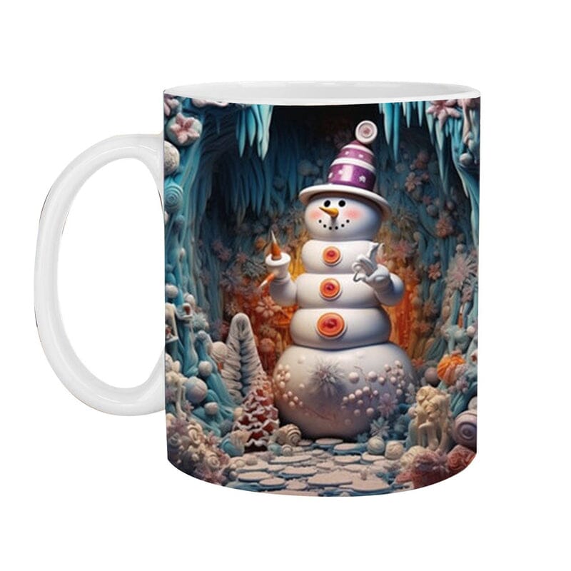 3D Christmas Hot Cocoa Mug Ceramic | Inflated Novelty Design with C-Handle | Dishwasher & Microwave Safe Festive Gift