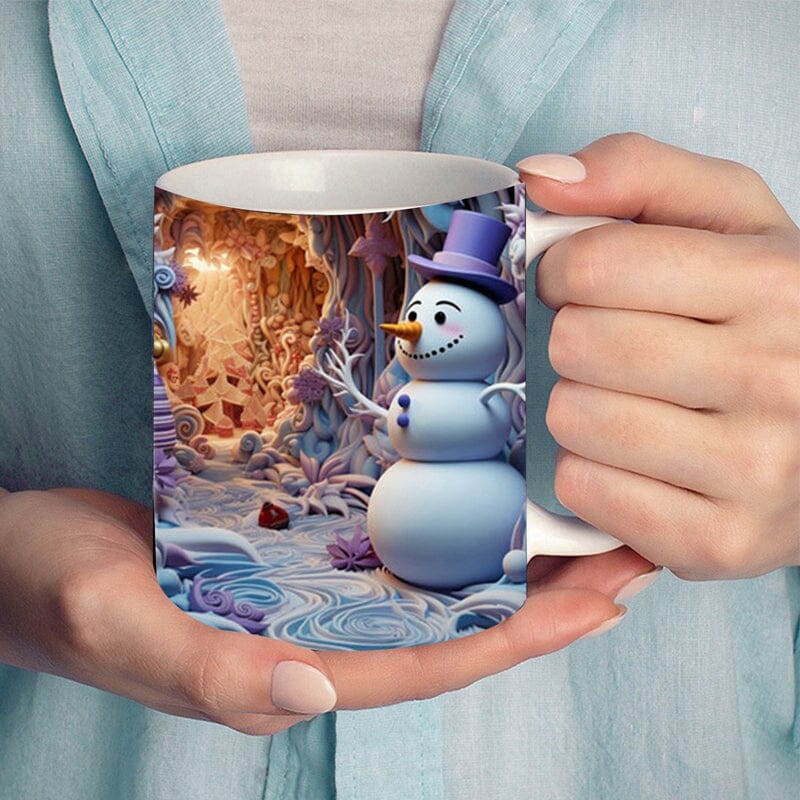 3D Christmas Hot Cocoa Mug Ceramic | Inflated Novelty Design with C-Handle | Dishwasher & Microwave Safe Festive Gift