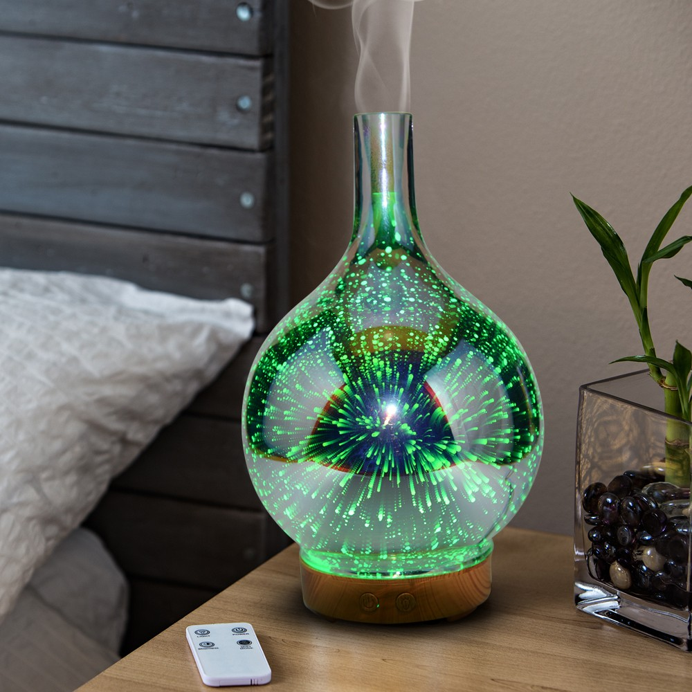 3D Glass Aromatherapy Ultrasonic Diffuser | 7 LED Meteor Light Effect | 100ml Mist Capacity for Relaxing Sleep