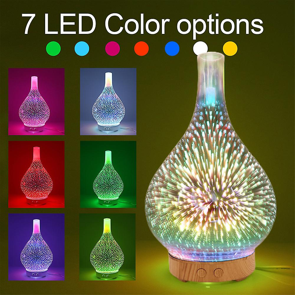 3D Glass Aromatherapy Ultrasonic Diffuser | 7 LED Meteor Light Effect | 100ml Mist Capacity for Relaxing Sleep