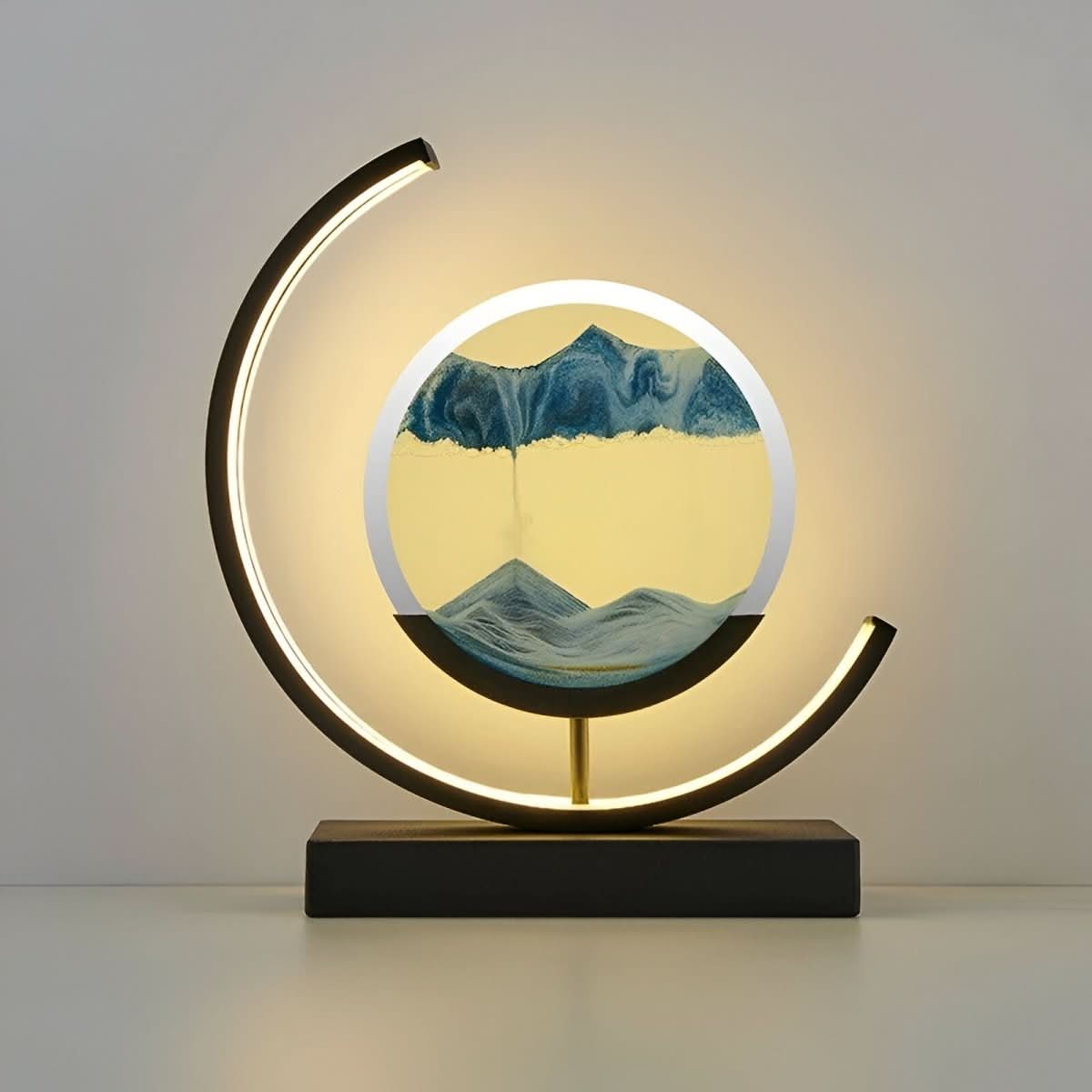 3D Moving Sand Art Lamp | Rotating Sandscape with LED Crescent Light