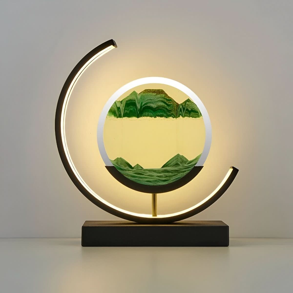 3D Moving Sand Art Lamp | Rotating Sandscape with LED Crescent Light