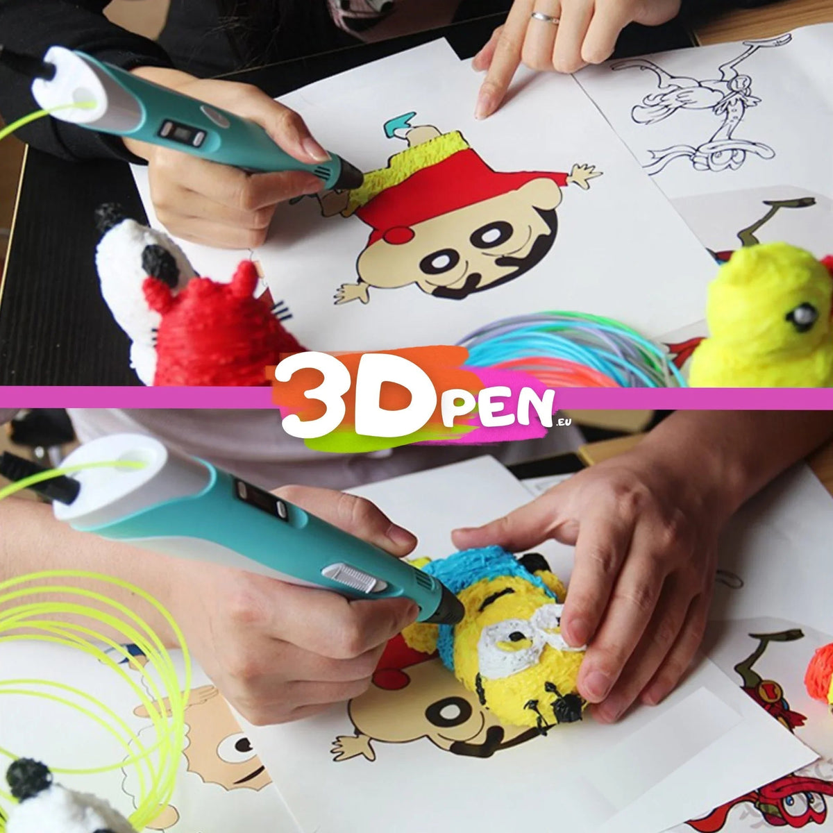 3D Printing Pen Kit | 10 Biodegradable PLA Filaments, Anti-Clog Flow | Travel Case, Power Adapter & Stencil Guides Included