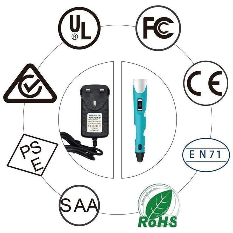 3D Printing Pen Lightweight Adjustable Speed Fast Heating with LCD Display