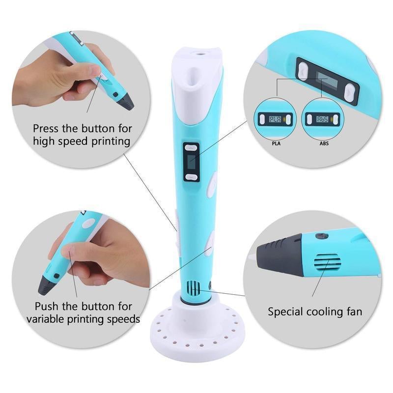 3D Printing Pen Lightweight Adjustable Speed Fast Heating with LCD Display