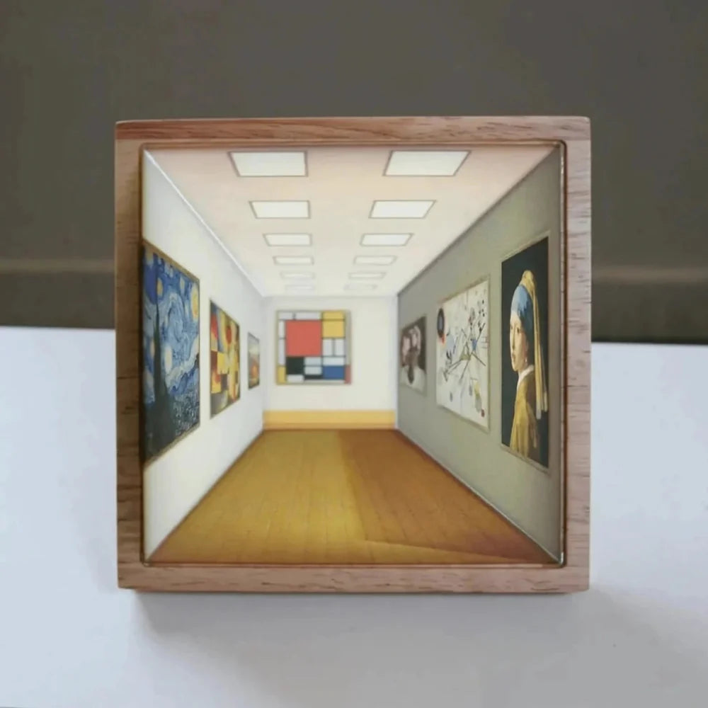 3D Wall Light Panel Wood & PVC 13.8 x 12 cm | 3 Colour Modes, Touch Control | Rechargeable, Cordless, Velcro Mount