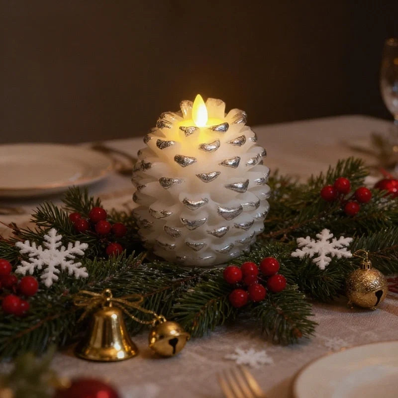 Flameless Pinecone Candles LED Battery-Operated with Timer Function 6