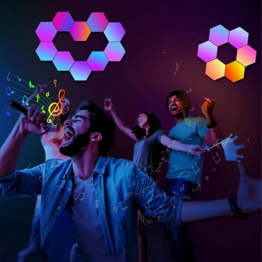 Decorative Lighting Hexagon Panels LED App Controlled with Music Sync 6
