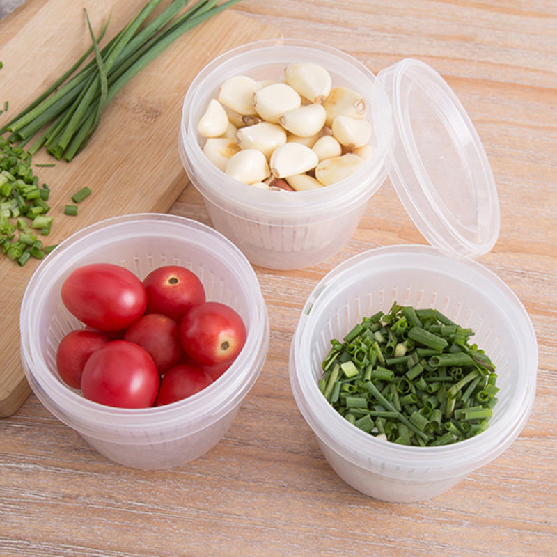 4 in 1 Food Storage Box PP Plastic | 4 Separate Compartments with Filter Layer | Microwave, Dishwasher and Freezer Safe