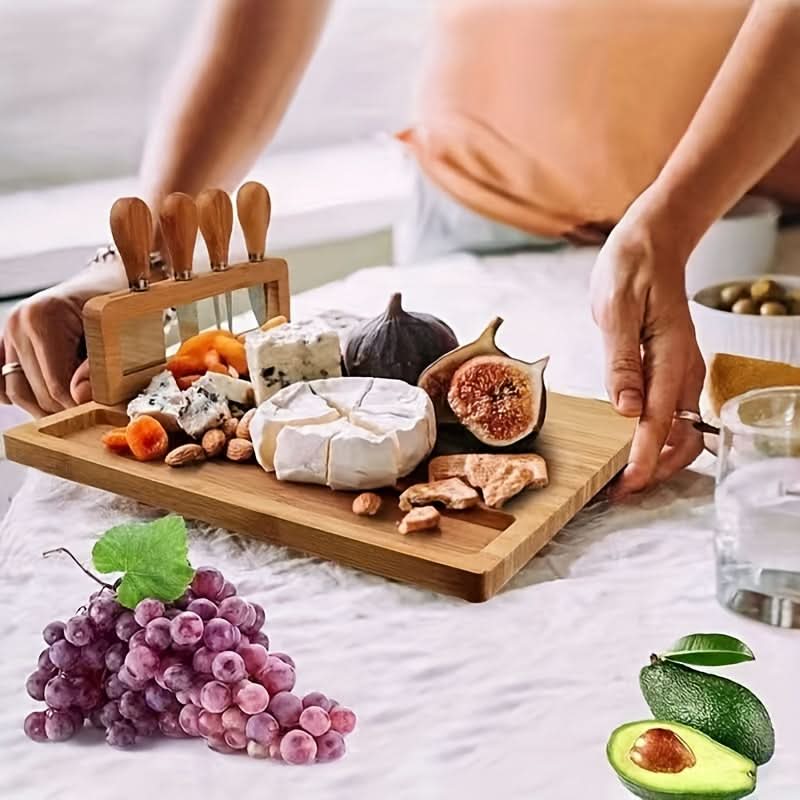 Bamboo Cheese Board Multi-Purpose Flat Lightweight with Serving Tray 2