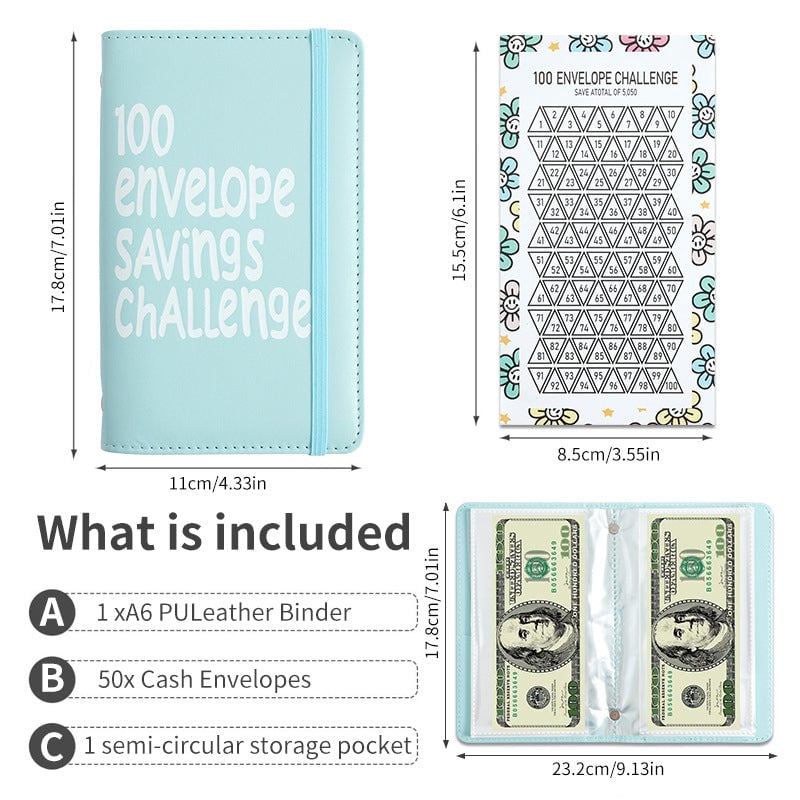 Savings Binder Challenge A6 Daily Tracker with 50 Labelled Envelopes 9
