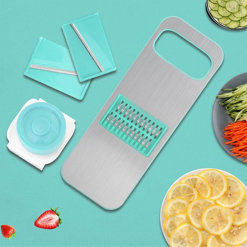 3-in-1 Vegetable Cutter Stainless Steel | 3 Interchangeable Blades & Hand Guard | Safe Slicing for Fruit & Veg 1