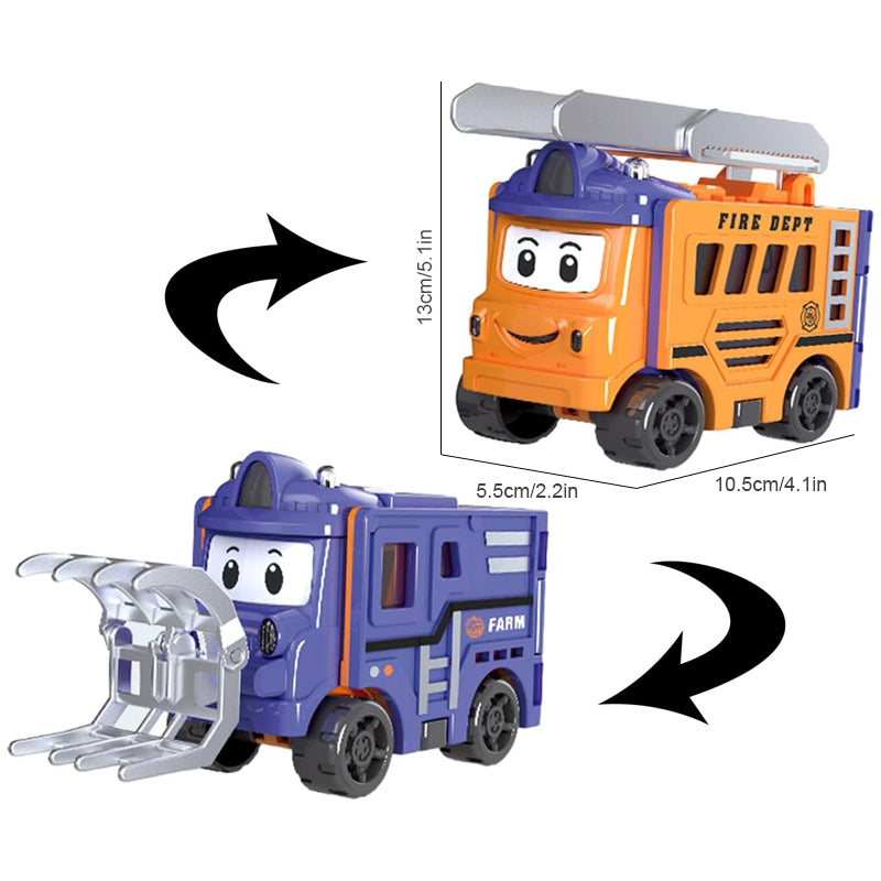Transforming Toy Car Set Plastic | 4-in-1 Construction Vehicles, No Sharp Edges | Educational Gift for Kids and Toddlers 14