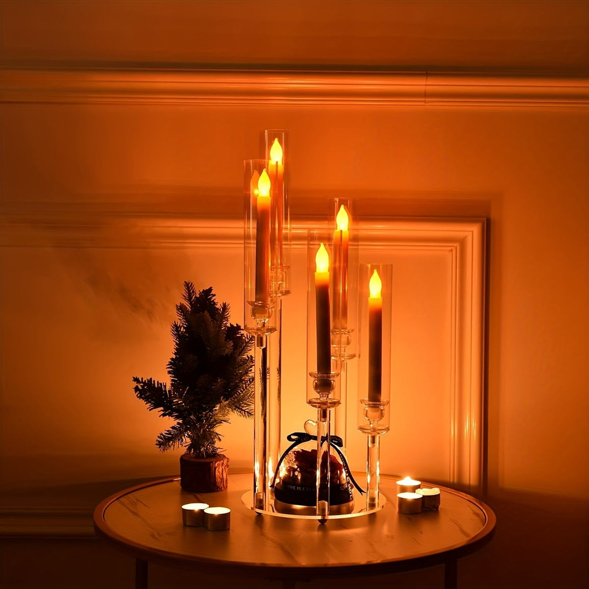 5-Arm Candle Holder Acrylic | Curved Arms for Wax or LED Candles | Shatter-Resistant Design for Indoor & Outdoor Use