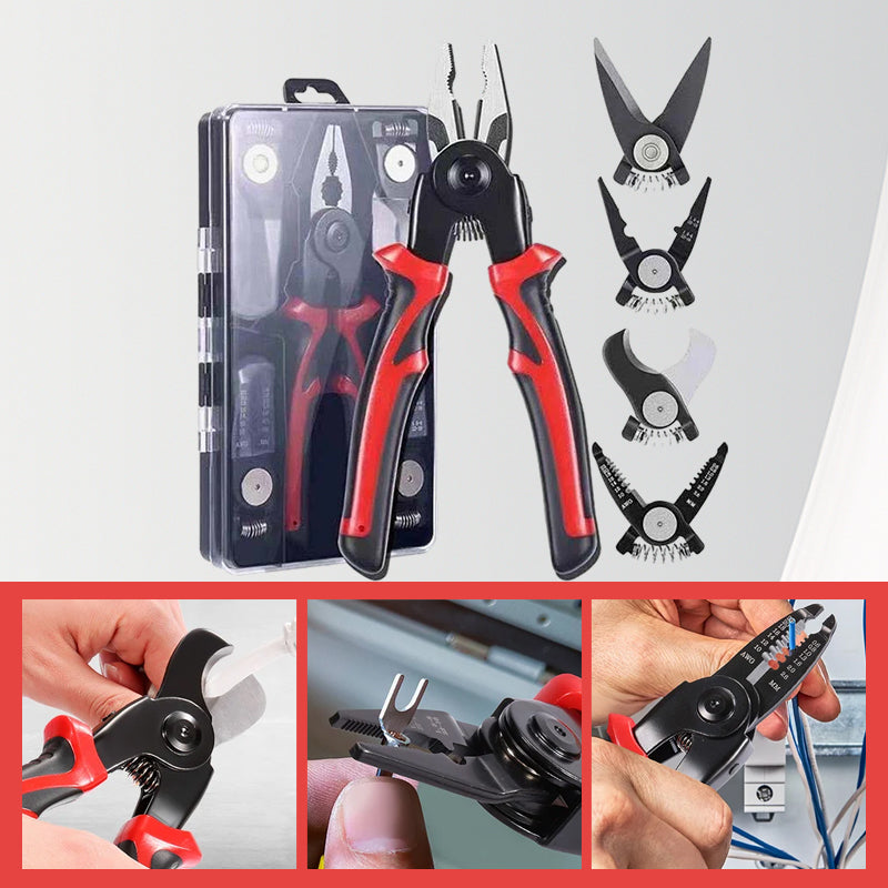 5-in-1 Interchangeable Plier Tool Set High Carbon Steel | Quick-Change Jaws for 5 Tools | Cuts Wire, Rope and Cable Cleanly