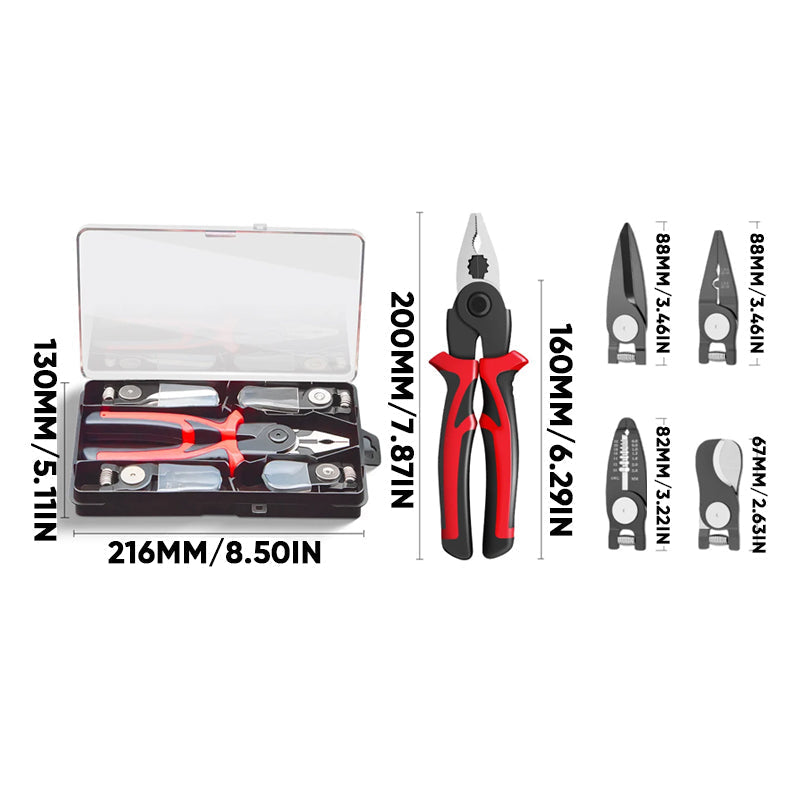 5-in-1 Interchangeable Plier Tool Set High Carbon Steel | Quick-Change Jaws for 5 Tools | Cuts Wire, Rope and Cable Cleanly