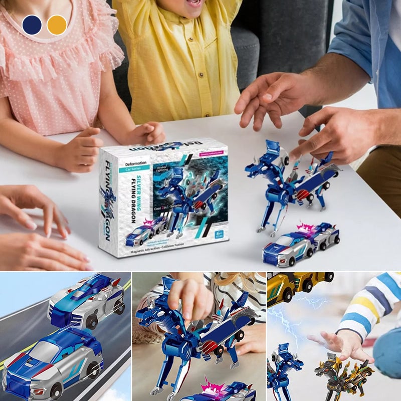 Toy Cars Magnetic 2-in-1 ABS Dragon Unicorn with Impact Transformation 12