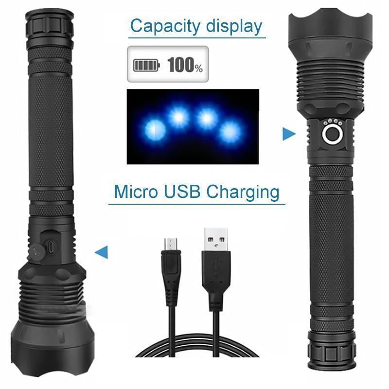 Rechargeable Flashlight Zoomable Aluminium Waterproof with USB Charging 6