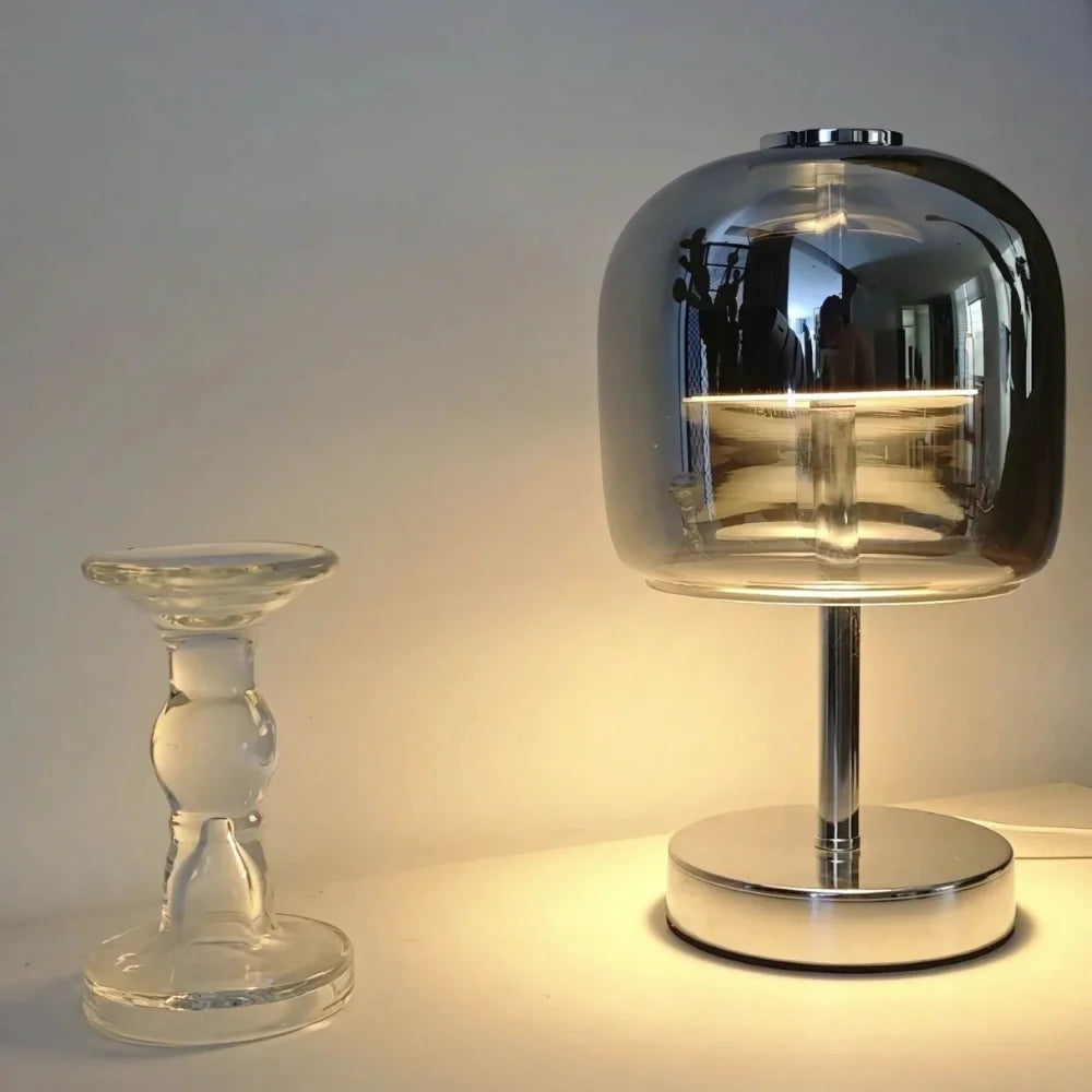 Dimmable Table Lamp USB Plug-In Iron Glass Spherical with 3 Lighting Colours 7