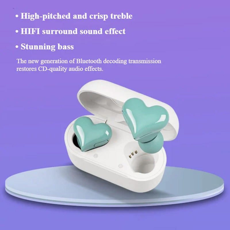 Heart-Shaped Wireless Earbuds for Women | Bluetooth 5.3, ENC Noise Cancelling & Touch Control | 24-Hour Battery Life 5