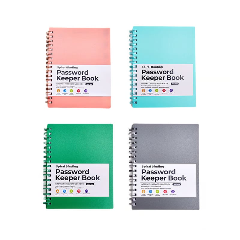 Password Book Coil Bound A6 Portable PP Cover with Alphabetical Index Tabs 15