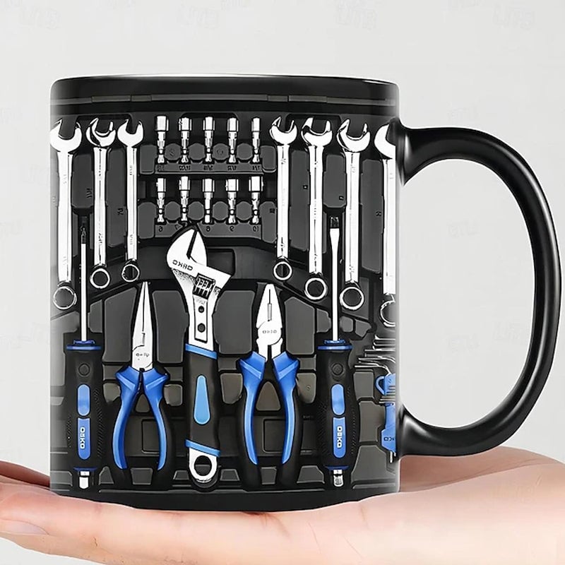 Toolbox Mug Ceramic Novelty Microwave Safe Compact with Raised 3D Pattern 12